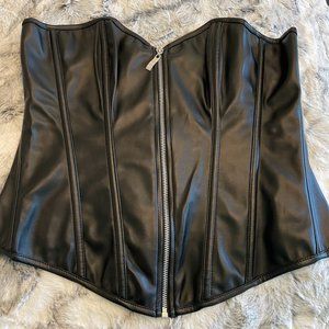Black Faux Leather Corset/Bustier Halloween